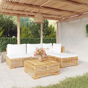 3100855 vidaXL Set mobilier grădină cu perne, 5 piese, lemn masiv de tec