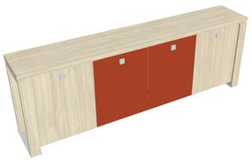 Dulap mic Verno+ 260 x 46 x 90 cm, uși combinate, salcâm / portocaliu