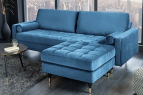 Taburete elegant Cozy Velvet 80cm, catifea aqua