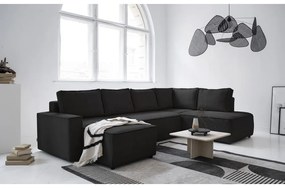 Colțar gri antracit extensibil cu tapițerie din catifea reiată (cu colț pe partea dreaptă/în formă de "U") Brave Dave – Miuform