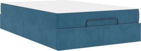 vidaXL Cadru de pat cu saltea cu saltea 2 pcs albastru Catifea