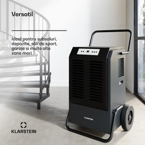 Klarstein DuraDry 90L dezumidificator, 90 l/zi, 120-180 m², oțel inoxidabil, mobil, 450 m³/h
