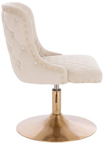 HR940N Scaun Crem din Catifea cu Bază Aurie