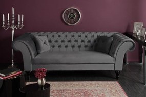 Canapea fixa eleganta Paris Chesterfield, gri argintiu