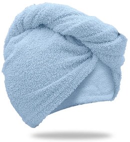 Prosop turban albastru deschis cu uscare rapida, 100% bumbac