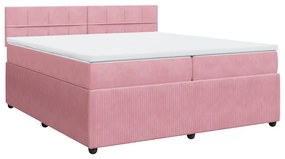 3287835 vidaXL Pat box spring cu saltea, roz, 200x200 cm, catifea