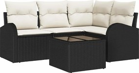 vidaXL Set de canapele pentru grădină 5 pcs Negru poliratan