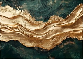 Tablou - Abstracție verde cu auriu II. (70x50 cm)