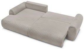 Colțar gri deschis/bej extensibil cu tapițerie din catifea reiată (cu colț pe partea stângă ) Lucien – Bobochic Paris