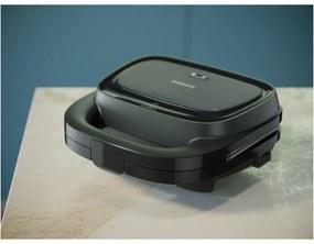 Toaster pentru sandvișuri Philips HD2331/90 Seria 3000, 750 W, Pentru până la 2 felii/4 sandvișuri triunghiulare, Plăci din aluminiu neaderente, Negru