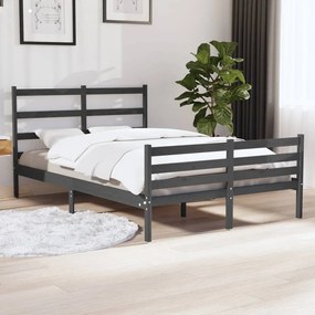 Cadru pat 5FT King Size, gri, 150x200 cm, lemn masiv de pin Gri, 150 x 200 cm