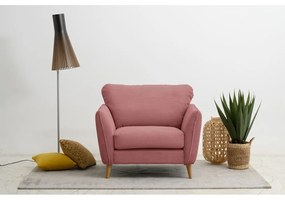 Fotoliu roz cu tapițerie din catifea reiată Paris – Scandic
