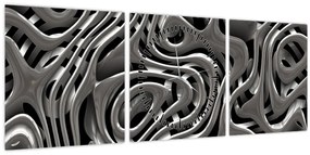 Tablou - Abstractizare metalică (cu ceas) (90x30 cm)