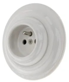 Bohemia-Design - Priză retro din porțelan pentru uz casnic, cu ramă, 250V/16A, albă