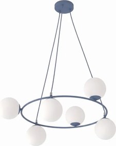 Candelabru pe cablu AZURA 6xE14/10W/230V albastru/alb