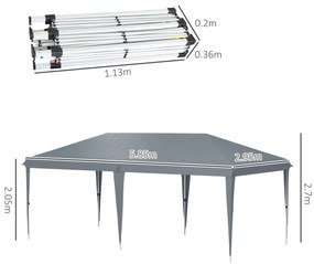 Outsunny Cort Pliabil pentru Grădină cu Sac de Transport din Oțel Epoxidic și Poliester Oxford, 5,85x2,95x2,7 m, Gri | Aosom Romania