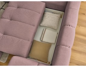 Colțar roz extensibil/cu spațiu de depozitare (cu colț pe partea stângă/în formă de ”L”) Fuji – Bobochic Paris