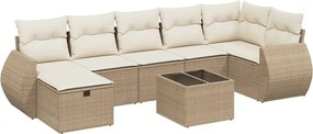 vidaXL Set canapele de grădină, 8 piese, cu perne, bej, poliratan