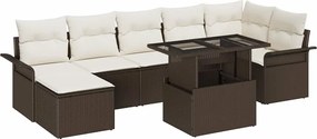 vidaXL Set de canapele pentru grădină cu pernă 8 pcs Maro Rattan poli
