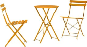 vidaXL Set Bistro Pliabil 3 pcs Muștar Oțel