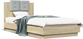 vidaXL Cadru de pat cu tăblie stejar sonoma 100x200 cm lemn prelucrat