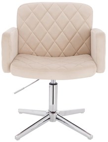 HR802CROSS Scaun Crem din Catifea cu Bază Cromata