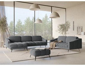 Colțar gri cu tapițerie din catifea (cu colț pe partea stângă) Nalu – Makamii