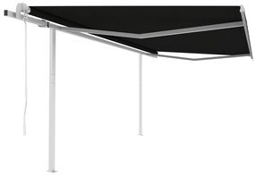 vidaXL Copertină retractabilă automat, cu stâlpi, antracit, 4x3,5 m