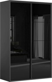 Dulap FLEX, gri grafit/negru lucios, PAL, cu 2 usi, 150x66x240 cm