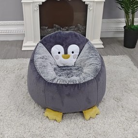 Fotoliu tip sac pinguin, gri, PINGO