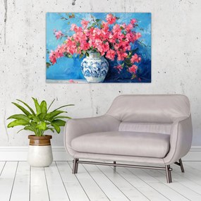 Tablou - Vază cu flori roz (90x60 cm)