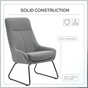 HOMCOM Set Fotoliu cu Pouf pentru picioare, Capitonate, Mobilier Casa si Birou, din Metal si Tesatura, Gri