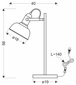 Veioză neagră din metal (înălțime 56 cm) Reno – Candellux Lighting