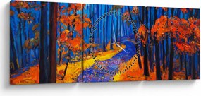Tablou - Pădurea toamna (cu ceas) (90x30 cm)