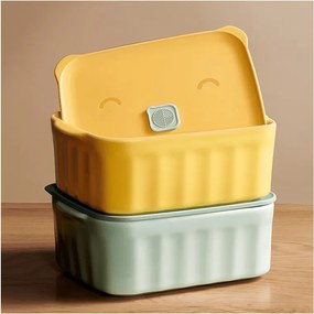 Cutie alimentara ceramica Buydeem CT1006-CG, 810 ml, 17x20.5 cm, Pana la 230°C, Compatibila cuptor si cuptor cu microunde, Verde