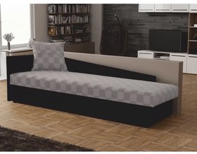 Pat cu spaţiu pentru depozitare, negru/gri cu model, stânga, JUDIT