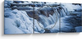 Tablou - Râu iarna (cu ceas) (90x30 cm)