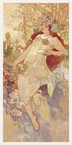 Artă imprimată The Seasons: Autumn (Art Nouveau Portrait) - Alphonse Mucha, (20 x 40 cm)
