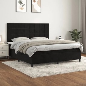 3143039 vidaXL Pat box spring cu saltea, negru, 180x200 cm, catifea