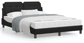 3214103 vidaXL Cadru de pat cu lumini LED, negru, 140x190 cm, piele ecologică