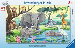 PUZZLE ANIMALE DIN AFRICA, 15 PIESE - RAVENSBURGER (RVSPC06136)