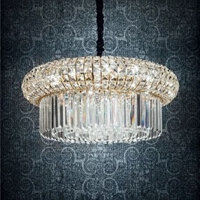 Lustră de cristal pe lanț Ideal Lux NABUCCO 12xE14/40W/230V d. 60 cm auriu