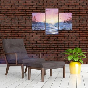 Tablou - Apus de soare deasupra apei, aquarelă (90x60 cm)