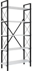 Etajera ELYSIAN, alb/negru, PAL/metal, 90x34x180 cm