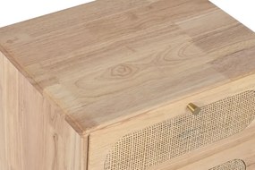 Noptiera din lemn de cauciuc si rattan, " Moon "