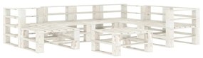Set mobilier gradina din paleti,alb, 8 piese, lemn Alb, 1