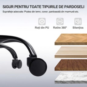 HOMCOM Scaun de birou ergonomic, cu suport lombar dinamic și suport pentru picioare, 73x75x120-128 cm, negru | Aosom Romania