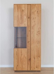 Vitrină lemn masiv Dublă Aurora Iluminată Stejar, 85 × 37 × 205 cm