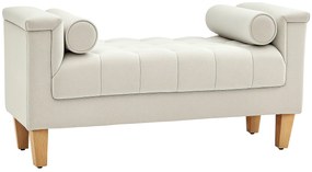 HOMCOM Bancă de tapitat, design vintage, 2 perne, chenille, 115 x 44 x 58 cm, Bej | Aosom Romania