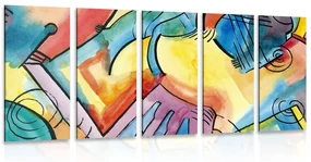 Tablou 5-piese artă abstractă viu colorată
